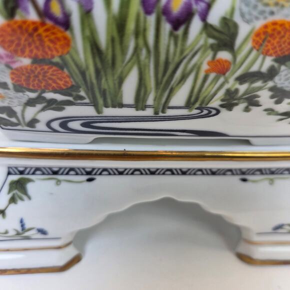 Franklin Porcelain 1986 Decorative Teapot w Stand Flowers Birds Japan FP Vintage - Picture 6 of 15